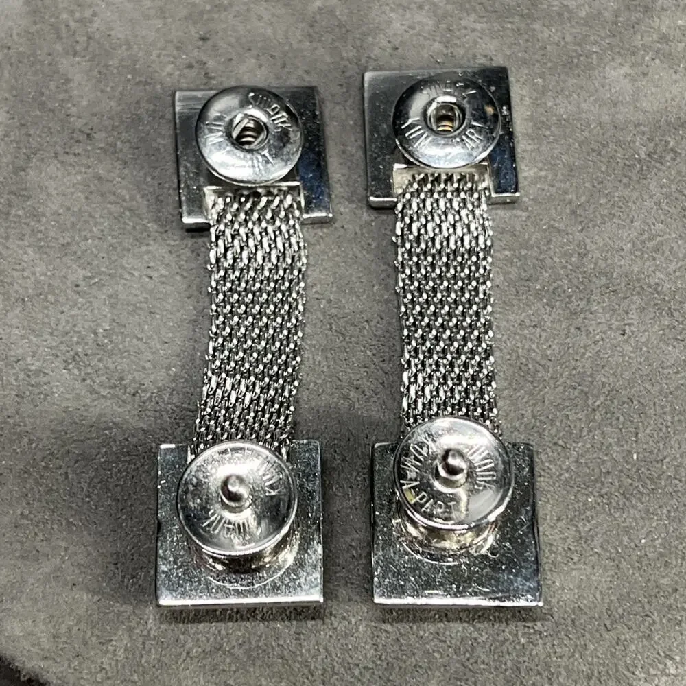 Vintage Roman Greek Soldier Cameo Wrap-Around Mesh Cufflinks Swank Snap Close